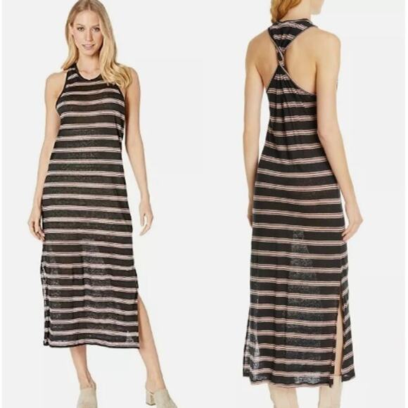Joie Nwt Brellen Twist Back Linen Tank Dress Striped Caviar Womens Size Small
